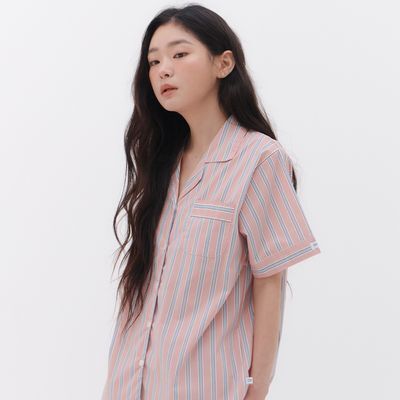 오프아워 러스트러스 반팔 잠옷 세트_블루/핑크 (M / L /XL)