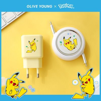 [포켓몬 에디션] 알로 2PORT 고속충전기 + 자동 릴 케이블 2종 (피카츄/잠만보)