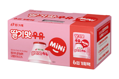 빙그레 딸기맛우유 미니 6입 번들