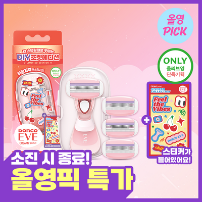 [8월 올영픽/한정기획]도루코 이브 크리미 DIY 포켓에디션 (핸들+4입날+케이스+스티커)