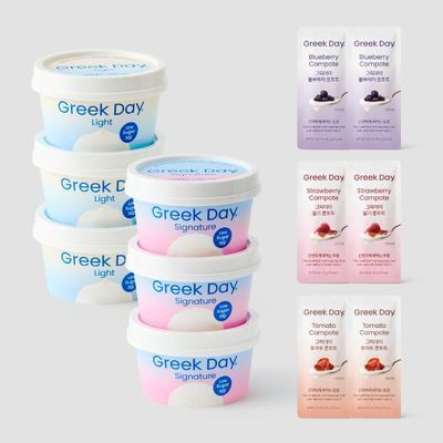 그릭데이 시그니처 100g 3개입 + 라이트 3개입 + 콩포트 3종 6개입