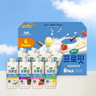 셀렉스 프로핏 완전단백질 버라이어티팩 (총 8팩) (모카초콜릿/밀크바닐라/바나나/딸기초코)