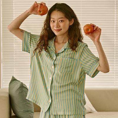 보웰 [BWTZ] 데이오프 비스코스 100% 파자마 반소매세트 레몬스트라이프 3종