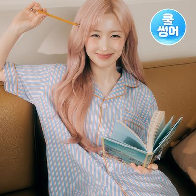 [쿨썸머] 해원 Pick 도씨 실크핏 시에르 반팔 커플 잠옷 세트