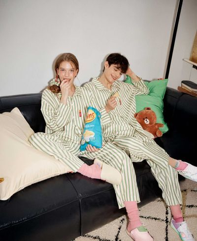 Furless pajamas[Long] - LINE FRIENDS Edition Orange Green