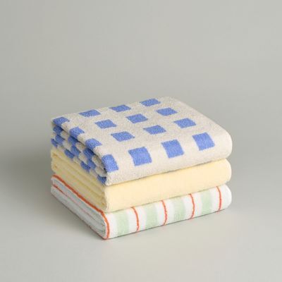 페이스 타월 3P - 피크닉 그린+레몬 옐로우+블루 스퀘어