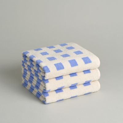 페이스 타월 3P - 블루 스퀘어