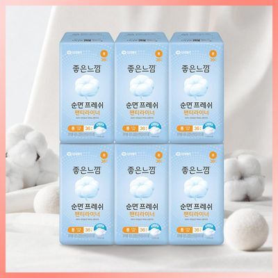 좋은느낌 순면프레쉬 팬티라이너 롱 36P * 6팩