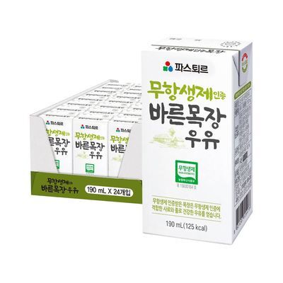 파스퇴르 바른목장 우유 190mlX24개