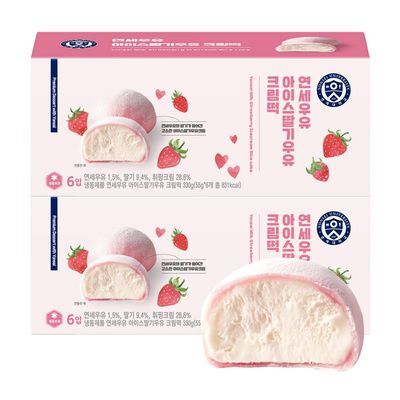 연세우유 아이스 우유크림떡 55g 6입 x 2팩 (딸기우유/우유 중 택1)