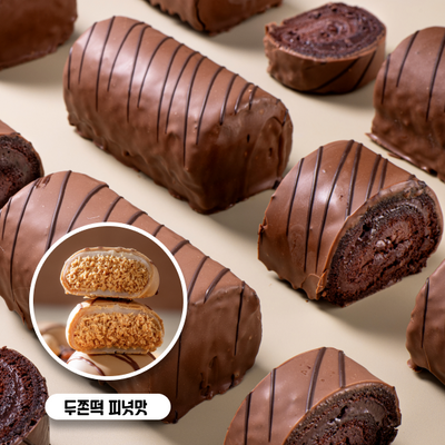 봄날엔 초코퐁당 초코초코 롤케이크 + 초코퐁당 두바이 쫀득떡 피넛버터맛