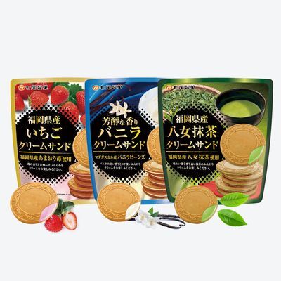 나나오제과 크림샌드 바닐라/말차/딸기 66g 모음