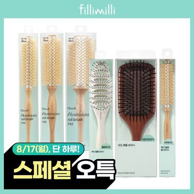 필리밀리 헤어 브러시 6종 모음 (뿌리볼륨/우드패들/열판롤)