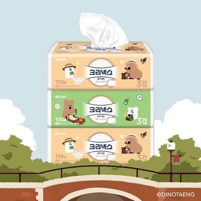 크리넥스 울트라클린 뽑아쓰는 화장지 다이노탱 110매x3입