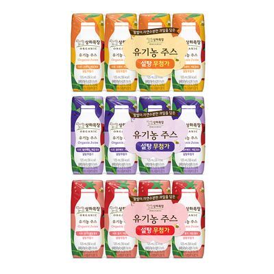상하목장 유기농주스 125ml 4개입 3종 택1(사과딸기케일, 사과블루베리케일, 사과오렌지케일)