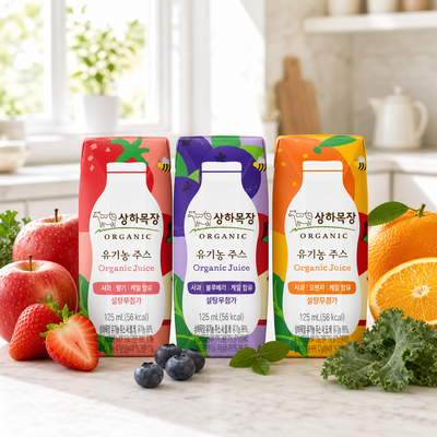 상하목장 유기농주스 125ml 3종 택 1(사과딸기케일, 사과블루베리케일, 사과오렌지케일)
