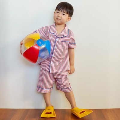 [태하 PICK] 도씨 실크핏 피오니 반팔 키즈 잠옷 세트