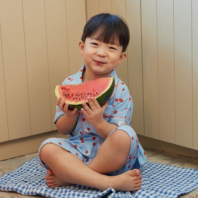 [태하 PICK] 도씨 코튼라이크 토미 반팔 키즈 잠옷 세트