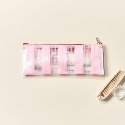 [모던하우스] 스트라이프 납작 PVC 파우치 LONG PINK