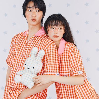 주디앤 미피 패치 체크 반팔 잠옷 세트 (레드체크)