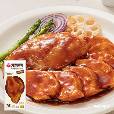 오뚜기 가뿐한끼 촉촉통살 닭가슴살 100g 닭강정맛/숯불바베큐맛