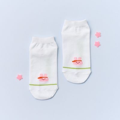 [버터샵] 플레이 테니스모자 스크래빗 발목양말 화이트