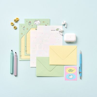 [버터샵] 스크래빗 밀크캣 편지지 세트 4P 하우스 럭키