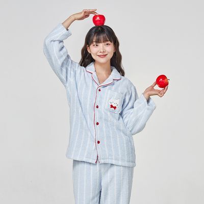 [Butter Shop] Fluffy Milk Cat Striped Pajama Set Unisex L