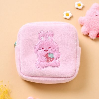 [버터샵] 딸기피크닉 스크래빗 사각 테리 파우치 M 핑크