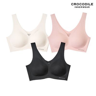 크로커다일 이너웨어 소프트핏 쉘론 V넥 패드일체형 브라 2종 3Color