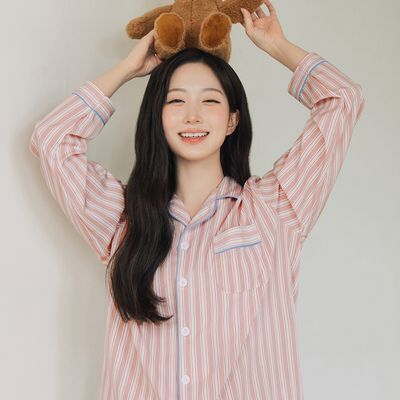 [엔믹스 PICK] 도씨 실크핏 달리아 긴팔 커플 잠옷 세트