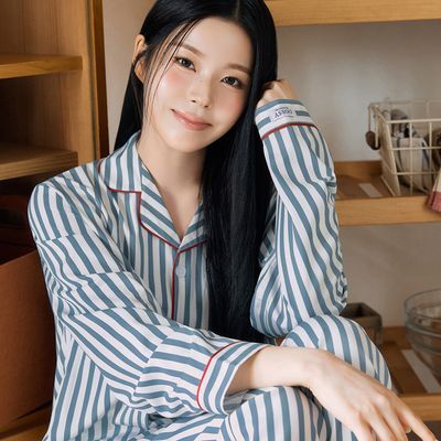 [엔믹스 PICK] 도씨 실크핏 토브 긴팔 커플 잠옷 세트