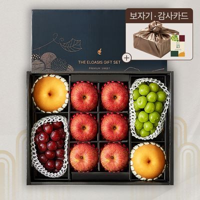 [엘로아시스][추석선물] 프리미엄 네이비 에디션, 사과&배&포도2종 선물세트 4.6kg내외(특품/10입)