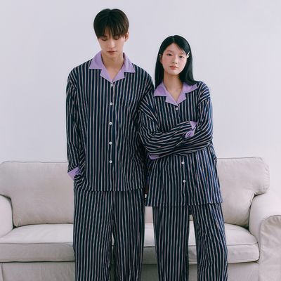 주디앤 모던 스트라이프 피치기모 긴팔 잠옷 세트