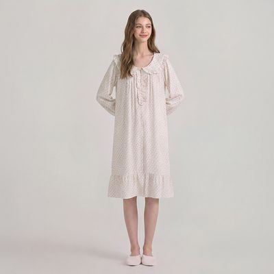 오르시떼 여성 I003 크렘로제 긴소매 파자마 원피스