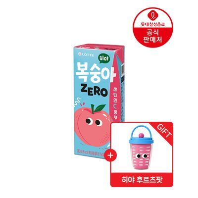 (후르츠팟 증정)히야 제로칼로리 과일주스 2종 (복숭아/사과) 200ml 24팩