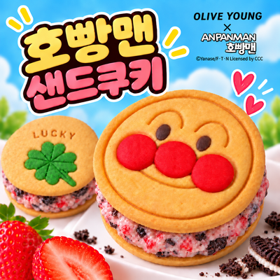[호빵맨 콜라보] 언니가숨겨놓은과자상자 호빵맨행운얼굴샌드쿠키 160g