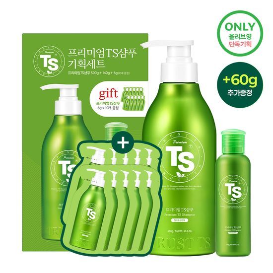 TS샴푸 TS 프리미엄 샴푸 (본품500g+140g+6gx10매 추가 증정)