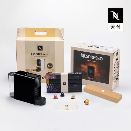 네스프레소 네스프레소 오리지널 스타터팩 에센자미니 C30 에스프레소 캡슐커피머신 화이트, 블랙