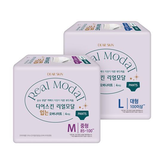디어스킨 디어스킨 리얼모달 입는오버나이트 2종 택 1 (중형 4P / 대형 4P)
