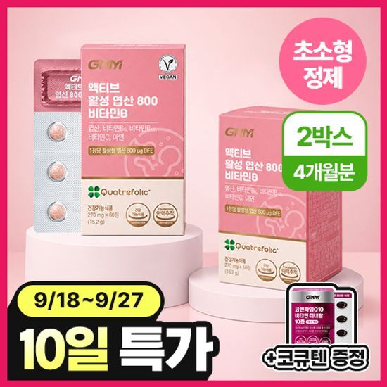GNM자연의품격 GNM 활성 엽산 800 비타민B 2박스 +코큐텐 증정 / 비타민C