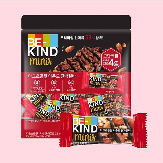 비카인드 미니 다크초콜릿 아몬드 단백질바 234g (13개입) 가격 추이 비카인드 비카인드 미니 다크초콜릿 아몬드 단백질바 234g (13개입) - 최저가 14,700원