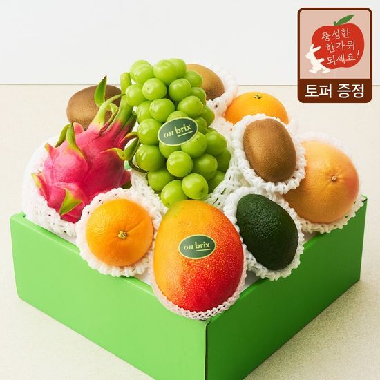 온브릭스 프리미엄 과일선물세트 7종 연두2호 3kg이상 (샤인머스켓,애플망고)