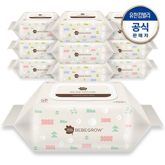 그린핑거 그린핑거 베베그로우 물티슈 캡형 100매X10팩