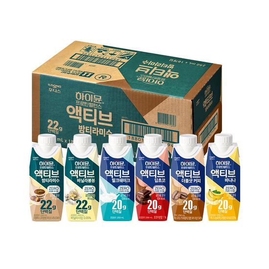하이뮨 하이뮨 프로틴 밸런스 액티브 8종(밤티라미수/바닐라봉봉/밀크쉐이크/딥초코/더블샷커피 등) 250ml* 18입