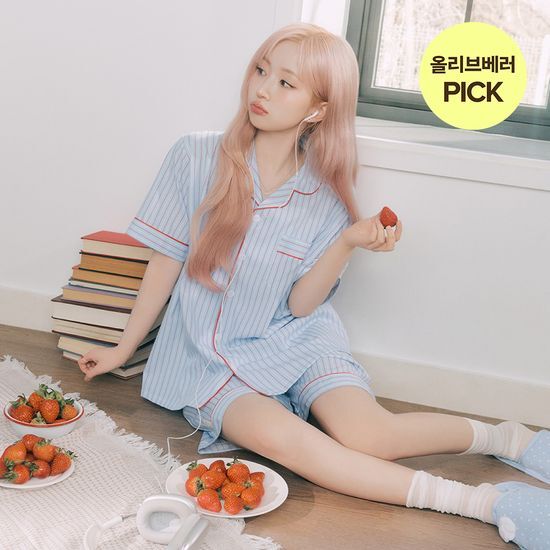 도씨 해원 PICK 도씨 실크핏 클로에 반팔 커플 잠옷 세트