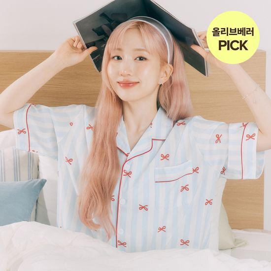 도씨 해원 PICK 도씨 실크핏 보니 반팔 커플 잠옷 세트