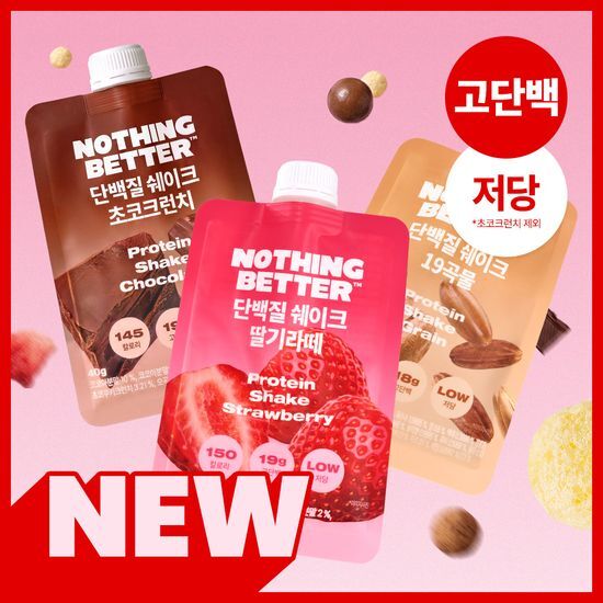 낫띵베럴 낫띵베럴 단백질쉐이크 40g 3종 택1 (19곡물 / 딸기라떼 / 초코크런치)