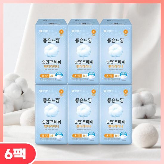 좋은느낌 좋은느낌 순면프레쉬 팬티라이너 롱 36P * 6팩