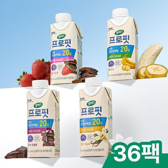 셀렉스 셀렉스 프로핏  완전단백질 음료 250ml 36입 딸기초코/모카초콜릿/밀크바닐라/바나나